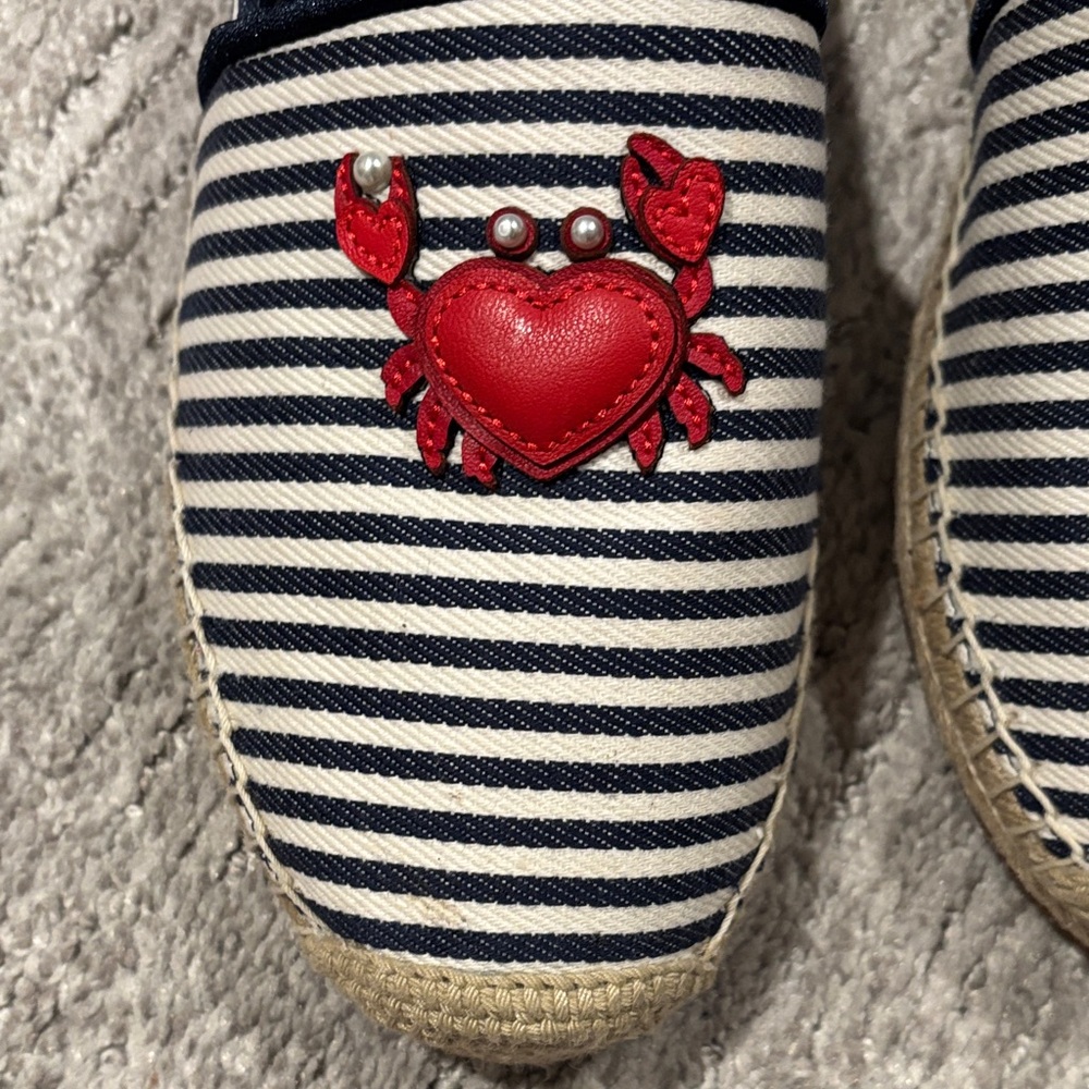 Kate Spade Navy and White Striped Espadrilles with Red Crab size 8 - Picture 3 of 7
